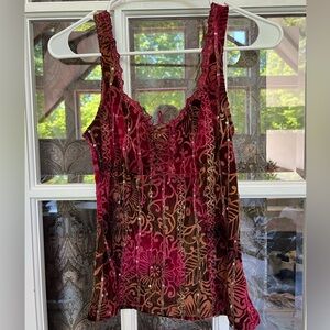 Sequined Velvet Lace-Up Corset Tank Top